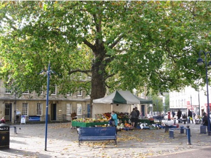 Kingsmead Square with fruit stall